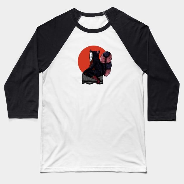 No Face Baseball T-Shirt by Chandscartoons